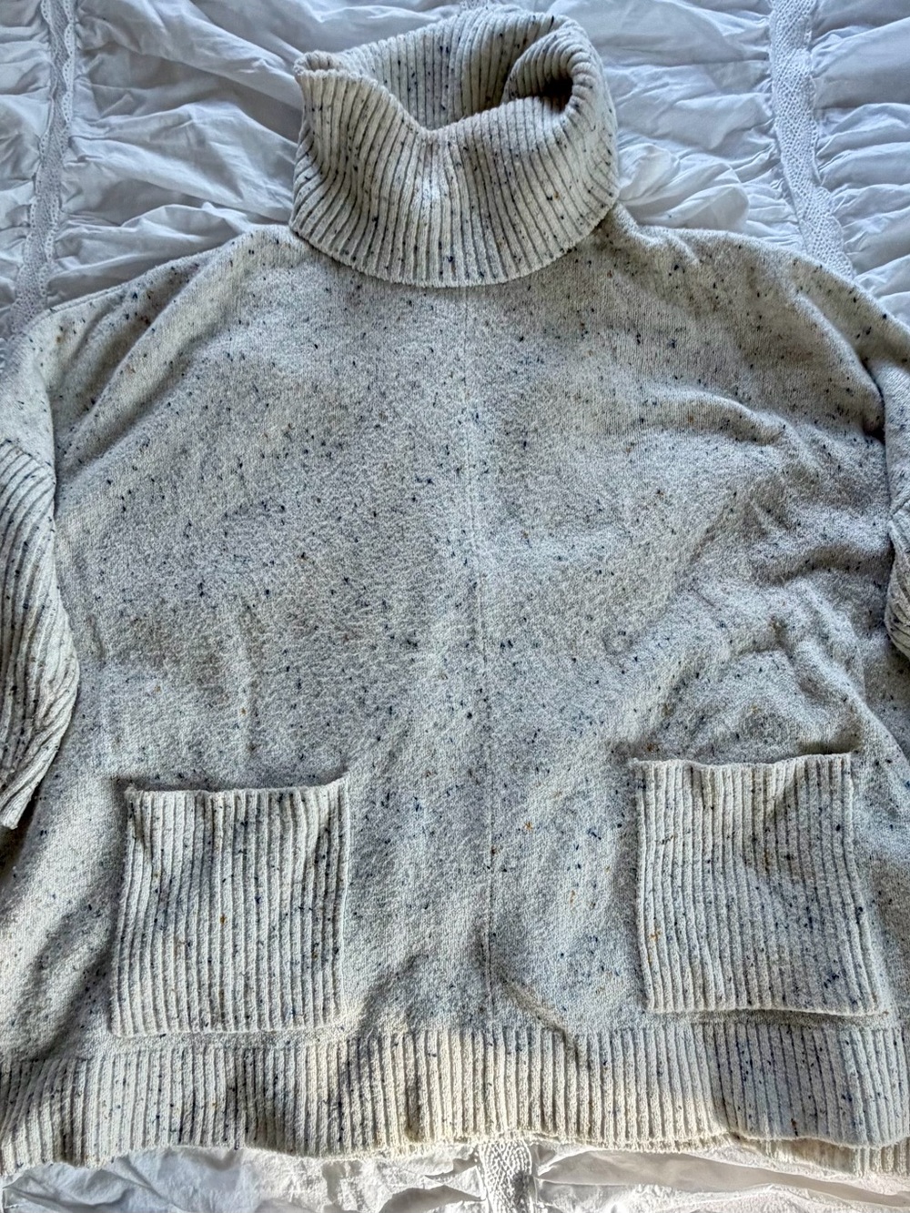 LOFT Confetti Flecked Oversized Turtleneck Sweater M